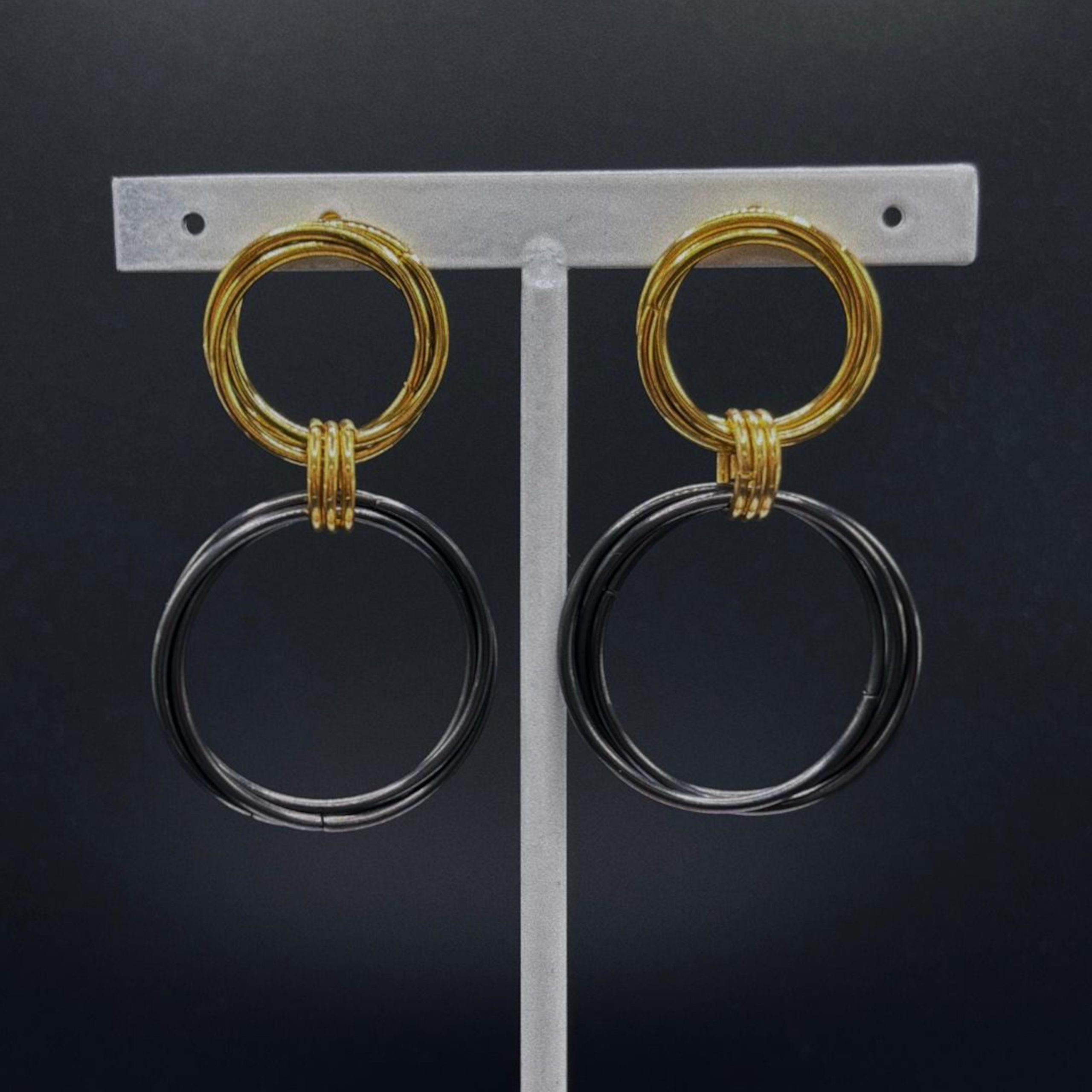 Aros Dobles Negro y Dorado